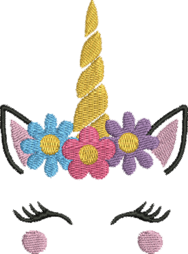 Unicorn Face Head II Flowers Machine Embroidery Design 4x4 and 5x7 Instant Download