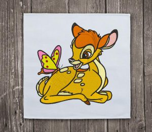 Bambi and Butterfly Machine Embroidery Design