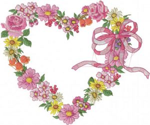 Floral Heart Embroidery Design