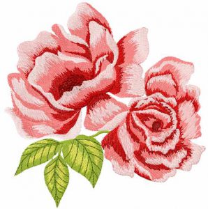 Two Red Roses Embroidery Design