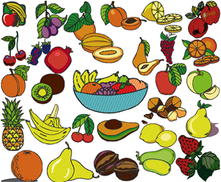 +40 Fruit Embroidery Designs Collection .sew .pes .jef … INSTANT DOWNLOAD