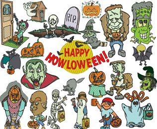 +70 Halloween Embroidery Designs Collection .pes .vip .jef ... INSTANT DOWNLOAD