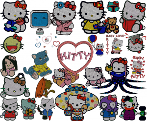 36 Kitty Machine Embroidery Designs Collection