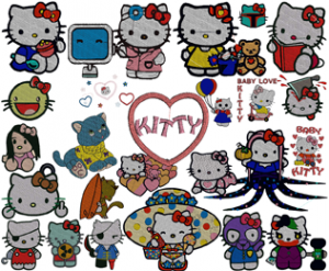 36 Kitty Machine Embroidery Designs Collection