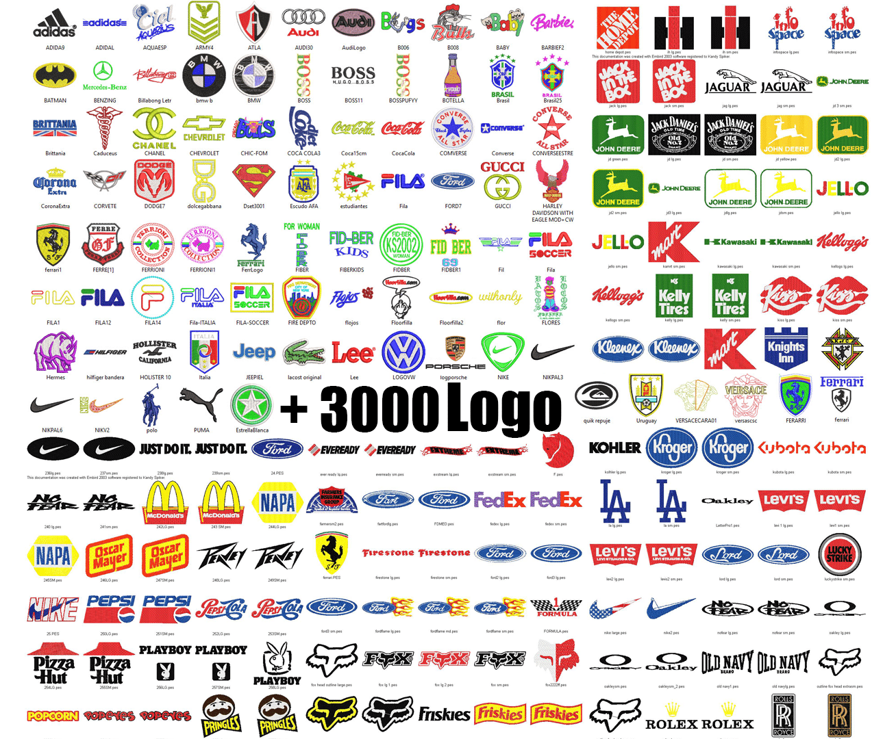+3000 Popular Logos Embroidery Designs Collection Second Version ...